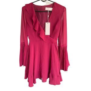 Keepsake The Label Dress Perfect Day Long Sleeve Pleated S Fairy Renaissance NWT